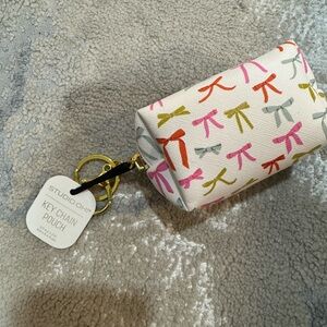 🟡3/$15 DEAL! Studio White Key Chain Pouch with Multicolor Bows